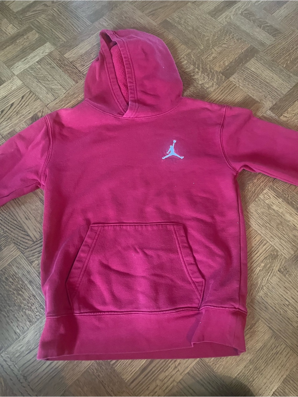 Jordan Kids Hooded Sweatshirt in Bright Red with White Jumpman